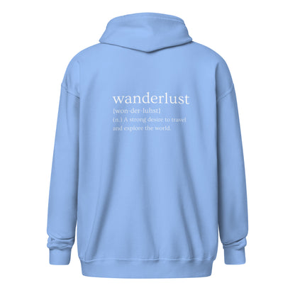 "wanderlust" heavy zip hoodie